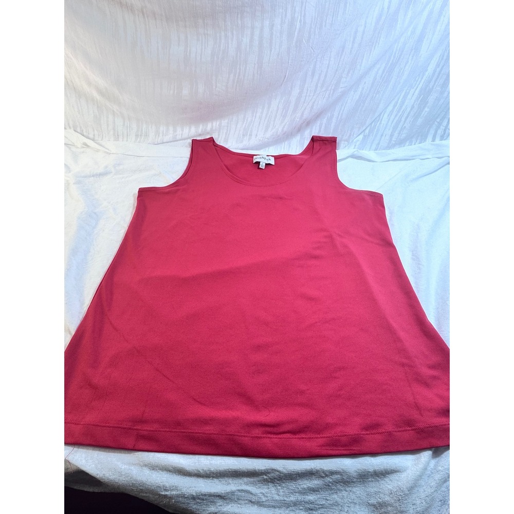Peck & Peck Womens Red Sleeveless Scoop Neck A-Line‎ Tank Top Size Large